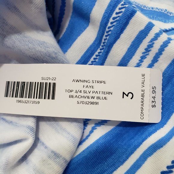 Chico's Blue and White Striped Short Sleeve Tee - Picture 3 of 6